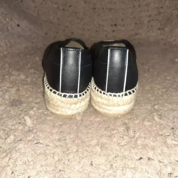 EVERLANE “The Espadrille” Black Leather/Jute Whipstitch & Wedge-Sz 11-NEW/NO BOX - Picture 6 of 8